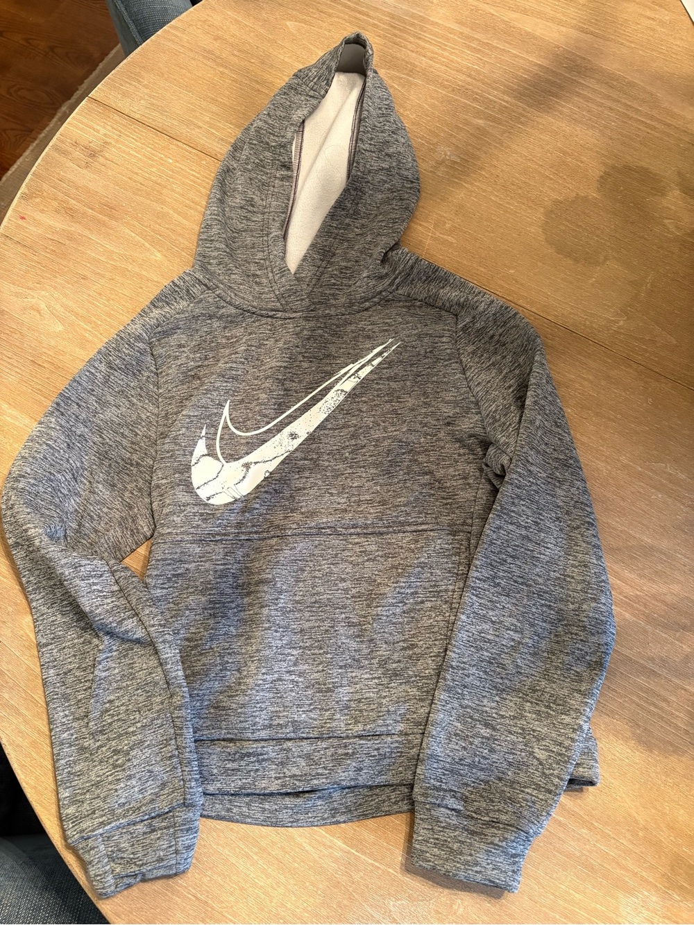 Nike Grey Kids Hoodie with White Swoosh
